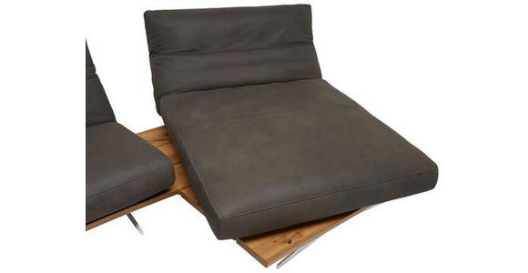 ECKSOFA in Echtleder Braun, Eichefarben  - Edelstahlfarben/Eichefarben, Natur, Leder/Holzwerkstoff (320/157cm) - Ambiente