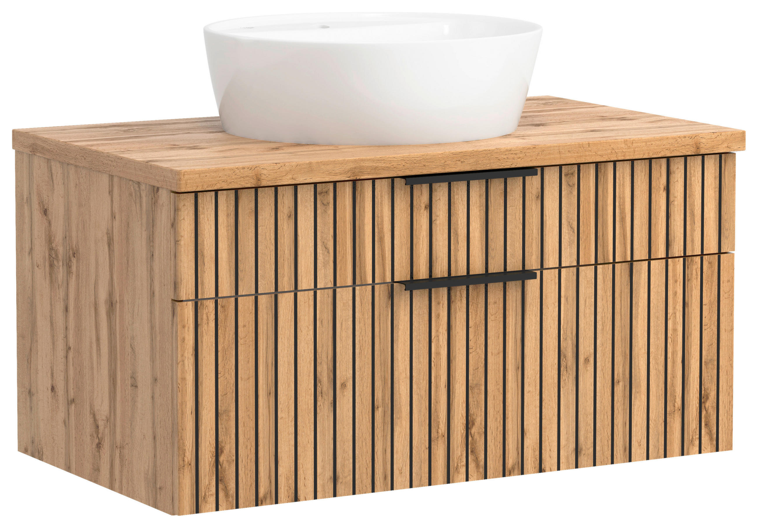 WASCHTISCHKOMBI 80 cm  - Weiss/Eiche Wotan, Modern, Keramik/Holzwerkstoff (80cm) - Held