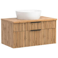 WASCHTISCHKOMBI 80 cm  - Weiss/Eiche Wotan, Modern, Keramik/Holzwerkstoff (80cm) - Held
