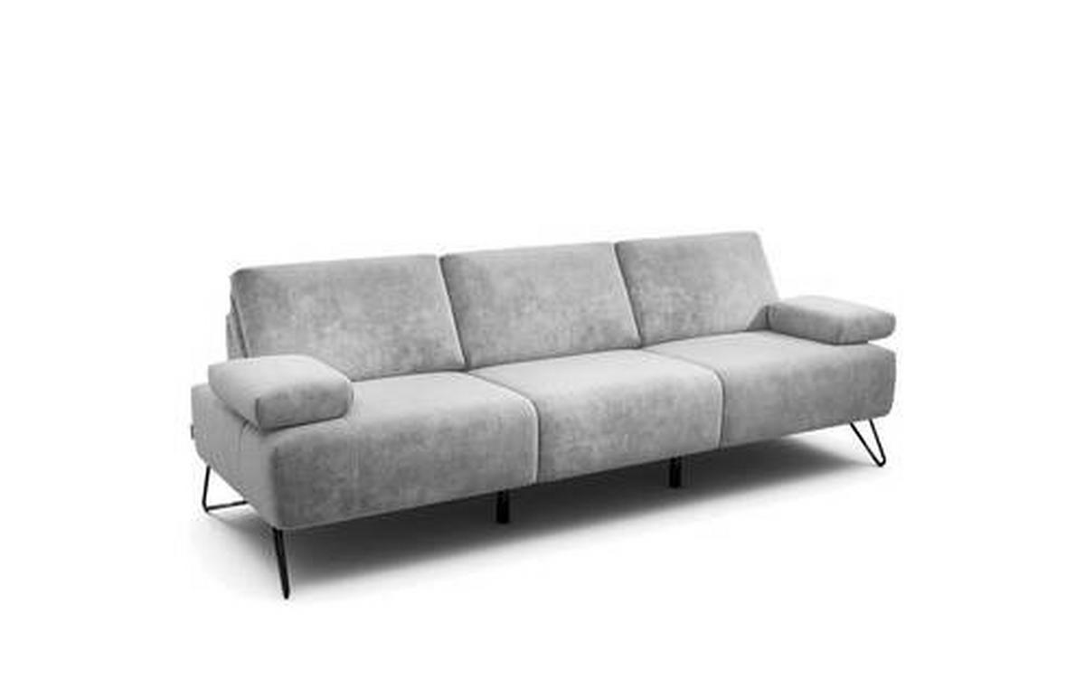 3-SITZER-SOFA in Samt Hellgrau  - Hellgrau/Schwarz, Design, Textil/Metall (234-264/85/86-94cm) - SENSOO
