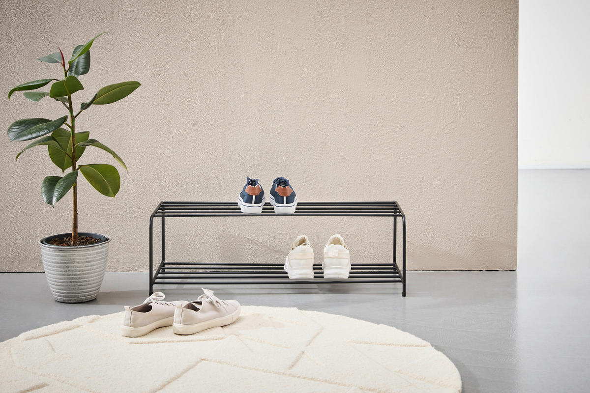 SCHUHREGAL Schwarz  - Schwarz, Basics, Metall (80/25/33cm) - Landscape