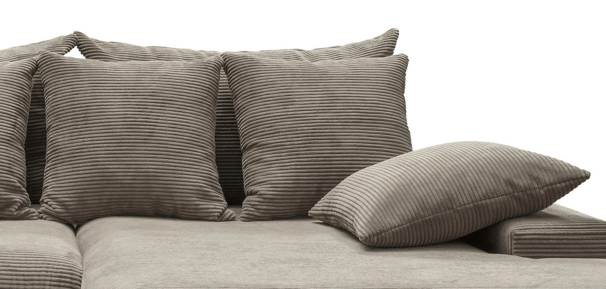 ECKSOFA in Cord Graubraun  - Graubraun/Schwarz, Modern, Kunststoff/Textil (278/200cm) - Livetastic