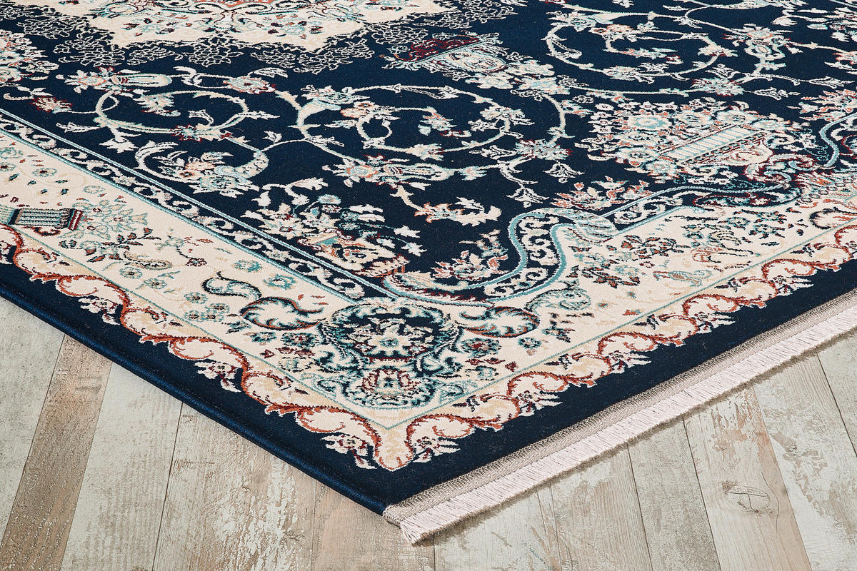 VINTAGE-TEPPICH 120/170 cm Semerkand Dunkelblau, Beige  - Beige/Dunkelblau, LIFESTYLE, Textil (120/170cm)