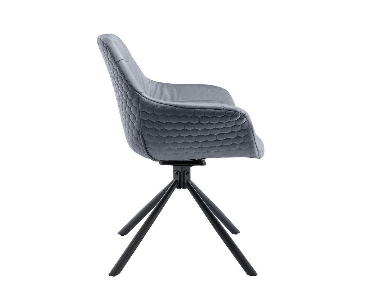 ARMLEHNSTUHL  in Samt  - Schwarz/Grau, MODERN, Textil/Metall (64/82/63cm) - Livetastic