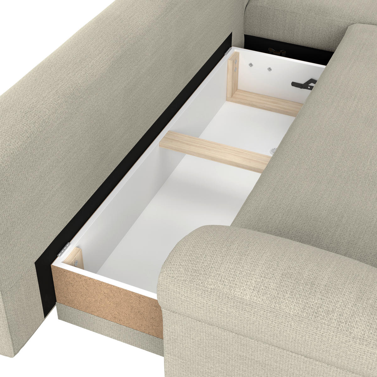 ECKSOFA Chenille, Struktur Hellgrau  - Hellgrau/Schwarz, Konventionell, Textil (309/197cm) - MID.YOU