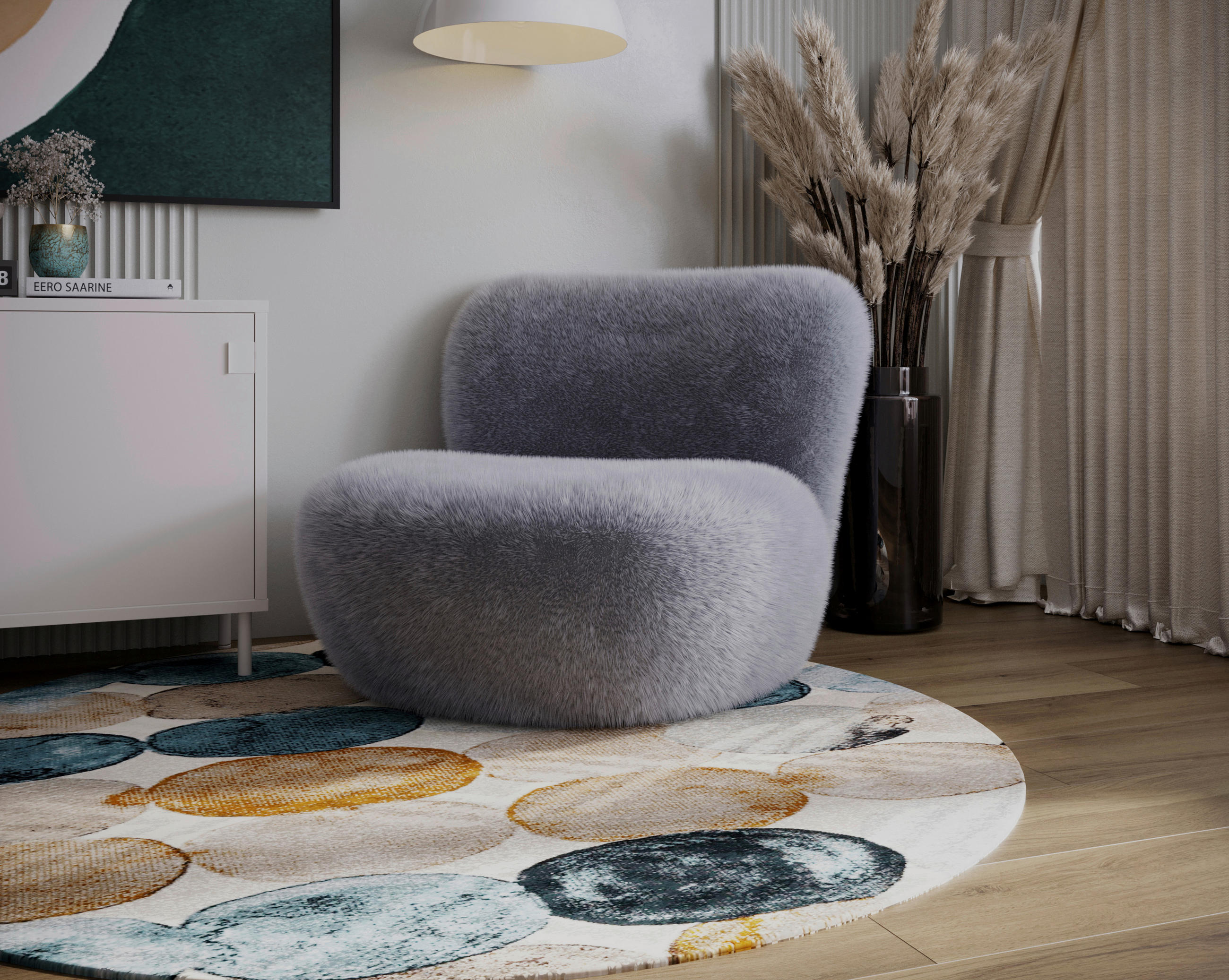 SESSEL Teddystoff Dunkelgrau  - Dunkelgrau/Schwarz, Design, Holz/Textil (76/70/70cm) - Livetastic