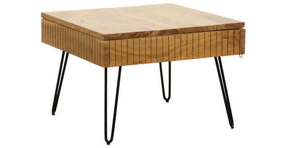 COUCHTISCH Akazie vollmassiv 70/70/45 cm quadratisch Schwarz, Akaziefarben  - Schwarz/Akaziefarben, Design, Holz/Metall (70/70/45cm) - Carryhome