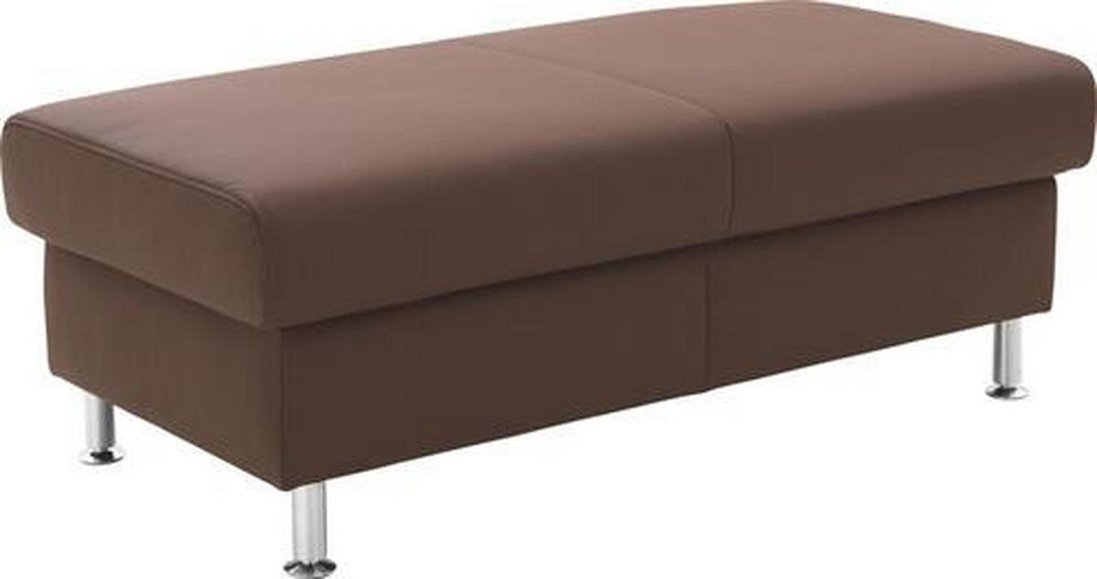 WOHNLANDSCHAFT in Echtleder Dunkelbraun  - Dunkelbraun/Alufarben, Design, Leder/Metall (233/339/165cm) - Beldomo Premium