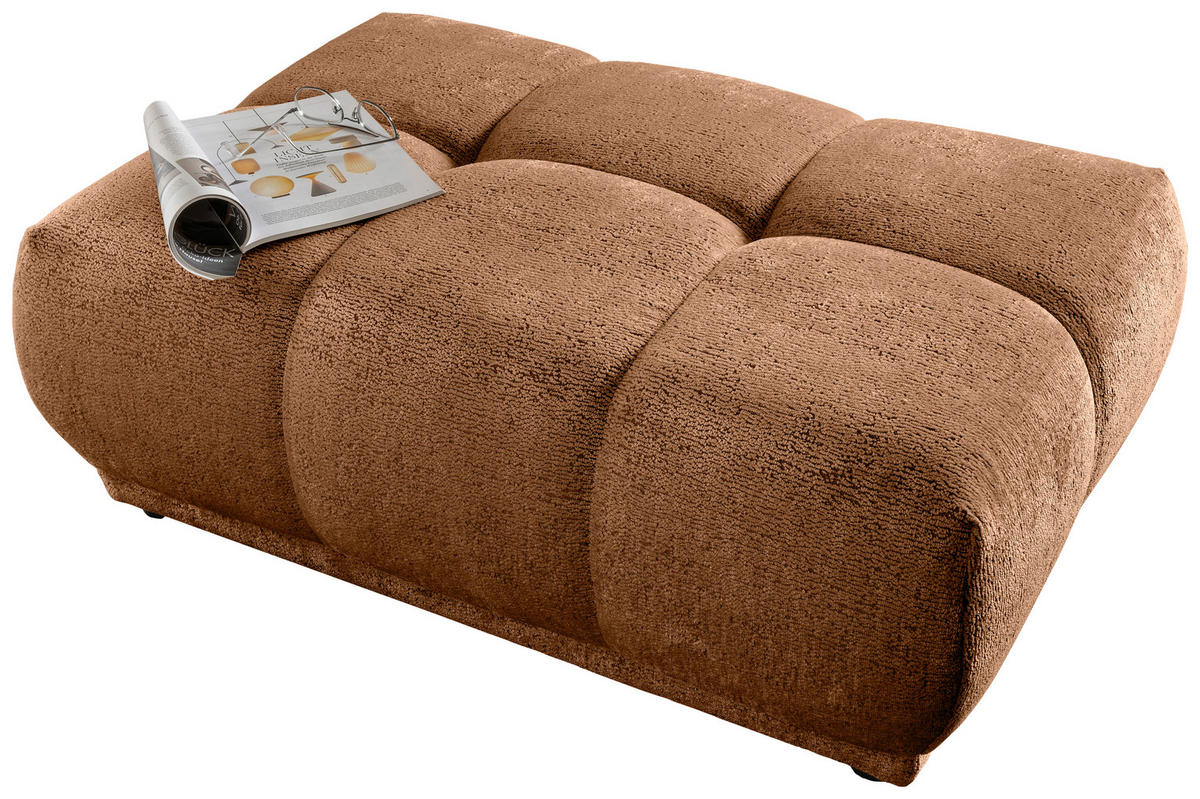 ECKSOFA ITALIA Koralle Chenille Hocker  - Koralle/Schwarz, MODERN, Kunststoff/Textil (254/203cm) - Livetastic