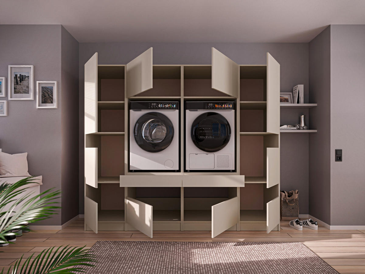 WASCHMASCHINENSCHRANK 68/200/68 cm  in Kaschmir  - Kaschmir/Schwarz, Design, Holzwerkstoff/Metall (68/200/68cm) - Milino