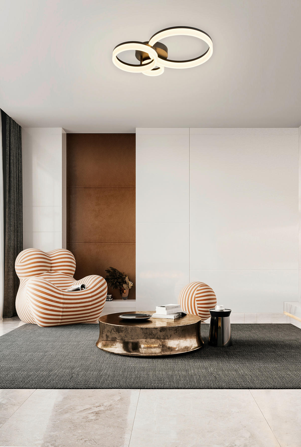 DECKENLEUCHTE Triple 33/17,5 cm  - Schwarz/Weiß, Design, Kunststoff/Metall (33/17,5cm)