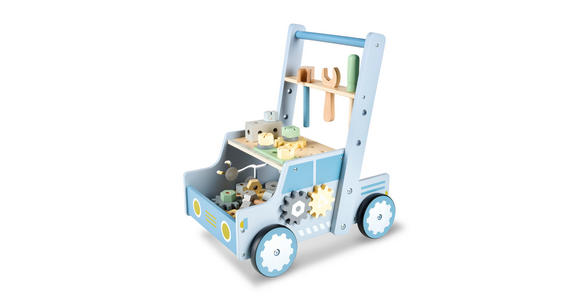 LAUFLERNWAGEN  - Blau/Hellgelb, Basics, Holz/Kunststoff (40/29,5/46cm) - My Baby Lou