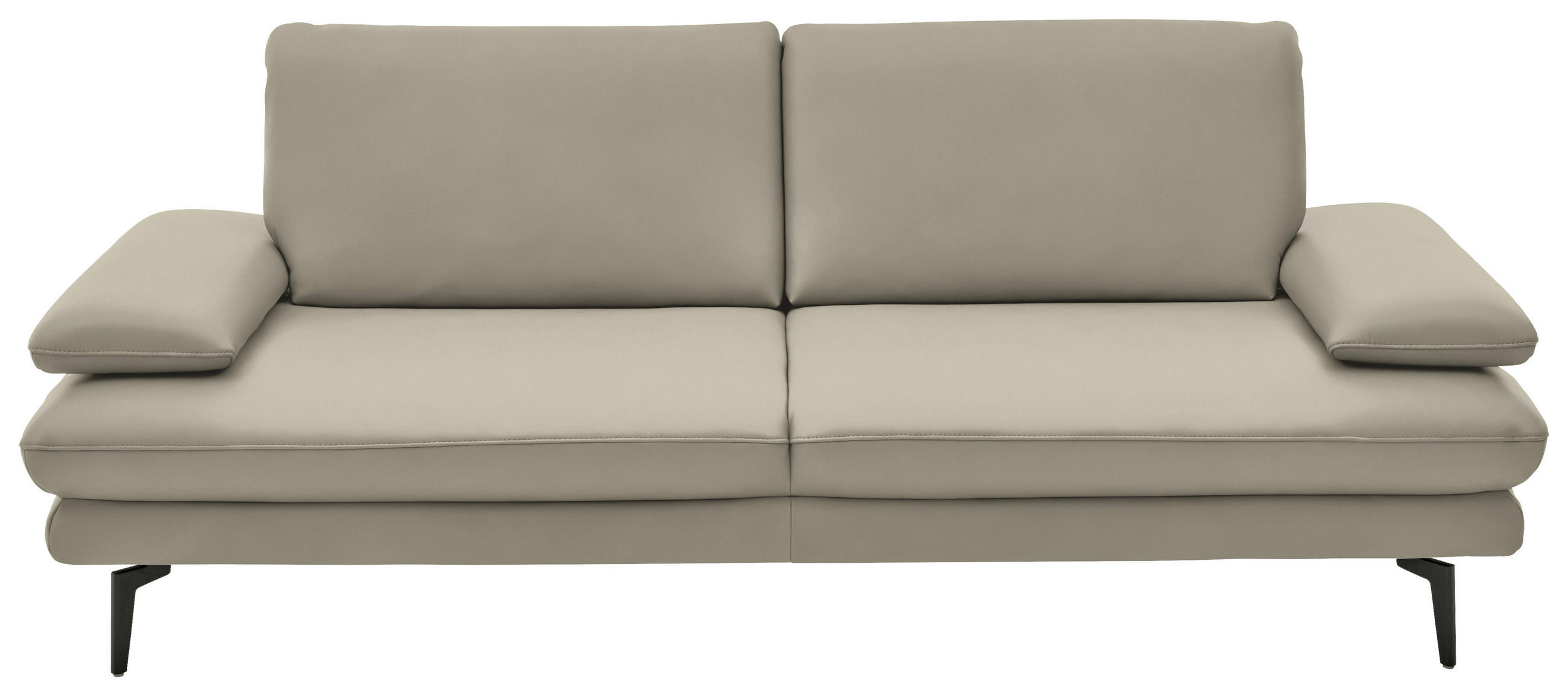 3-SITZER-SOFA in Leder Ecru  - Ecru/Schwarz, Design, Leder/Metall (222/86/104cm) - Dieter Knoll