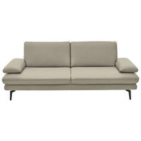 3-SITZER-SOFA in Leder Ecru  - Ecru/Schwarz, Design, Leder/Metall (222/86/104cm) - Dieter Knoll