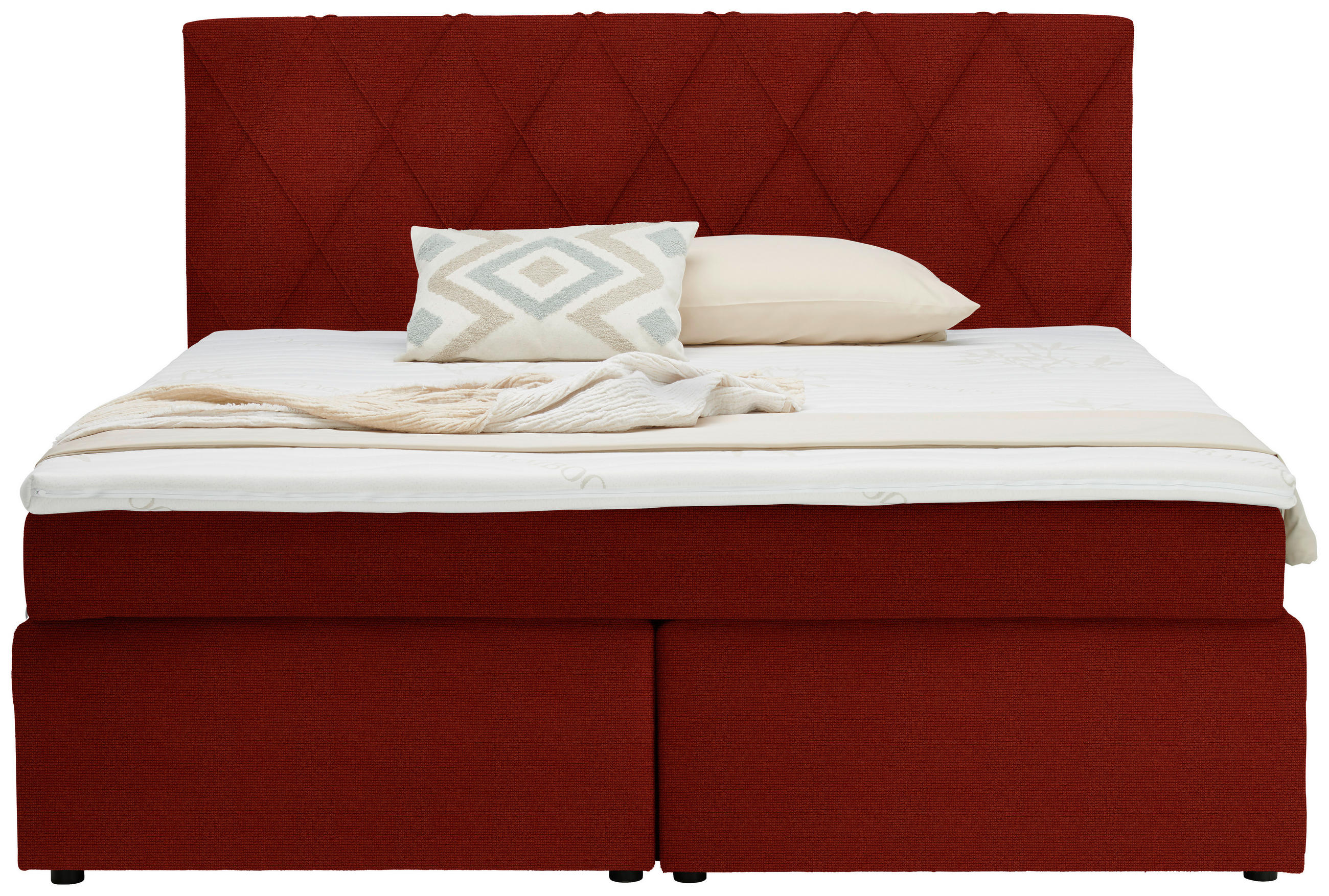 BOXSPRINGBETT 180/200 cm  in Terracotta  - Terracotta/Schwarz, Design, Kunststoff/Textil (180/200cm) - Xora