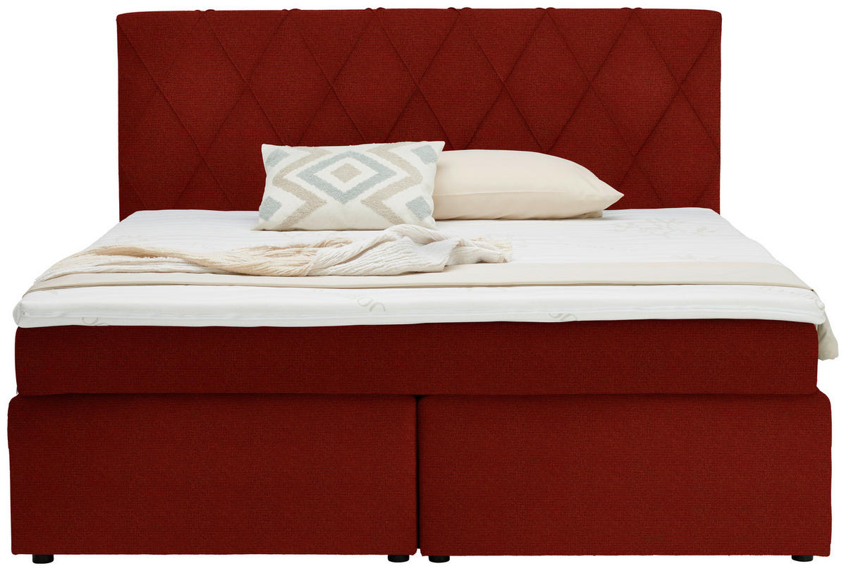 BOXSPRINGBETT 160/200 cm  in Terracotta  - Terracotta/Schwarz, Design, Holzwerkstoff/Kunststoff (160/200cm) - Xora