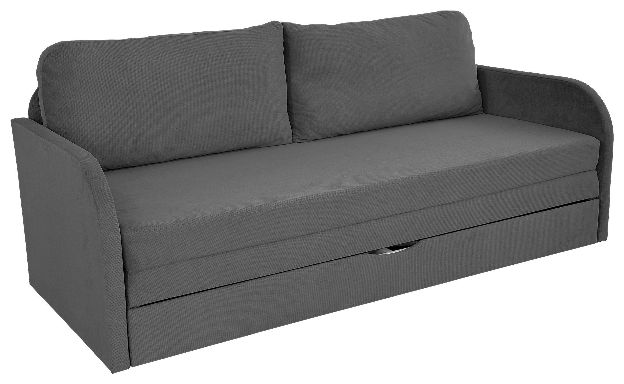 SCHLAFSOFA Flachgewebe Dunkelgrau  - Dunkelgrau/Schwarz, Design, Kunststoff/Textil (203/77/86cm) - MID.YOU
