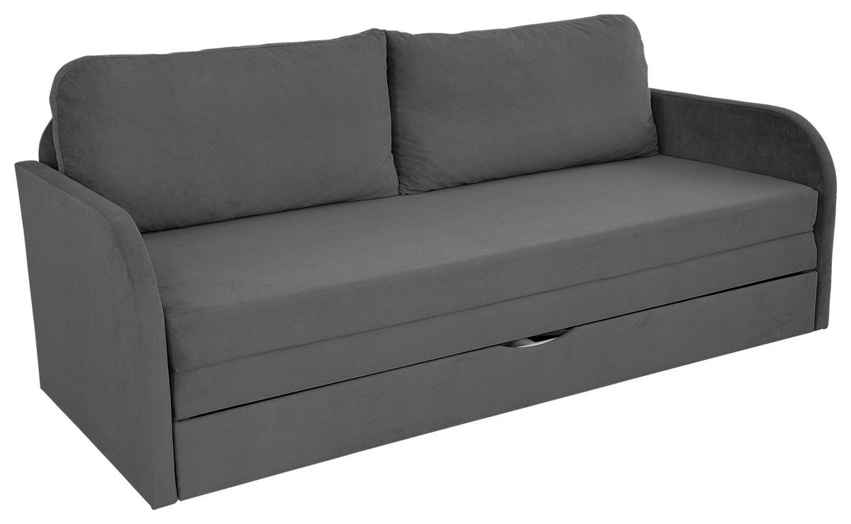 SCHLAFSOFA  mit Liegefunktion Flachgewebe Dunkelgrau  - Dunkelgrau/Schwarz, Design, Kunststoff/Textil (203/77/86cm) - MID.YOU