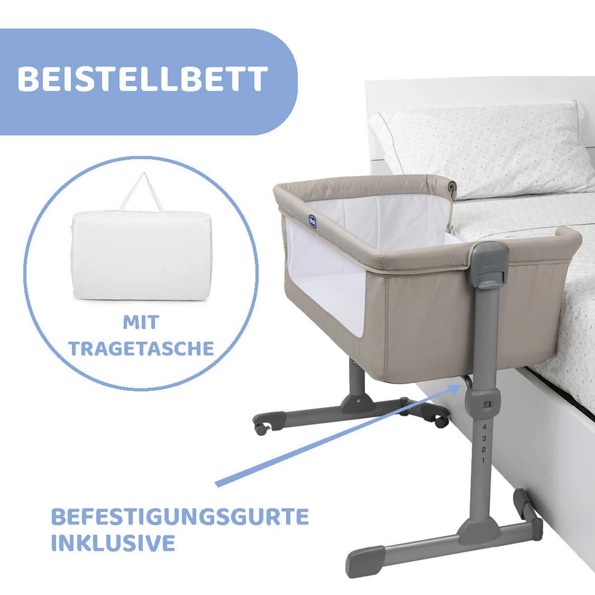 BEISTELLBETT NEXT2ME ESSENTIAL  - Beige, Basics, Textil/Metall (98/65/80/70,5cm) - Chicco