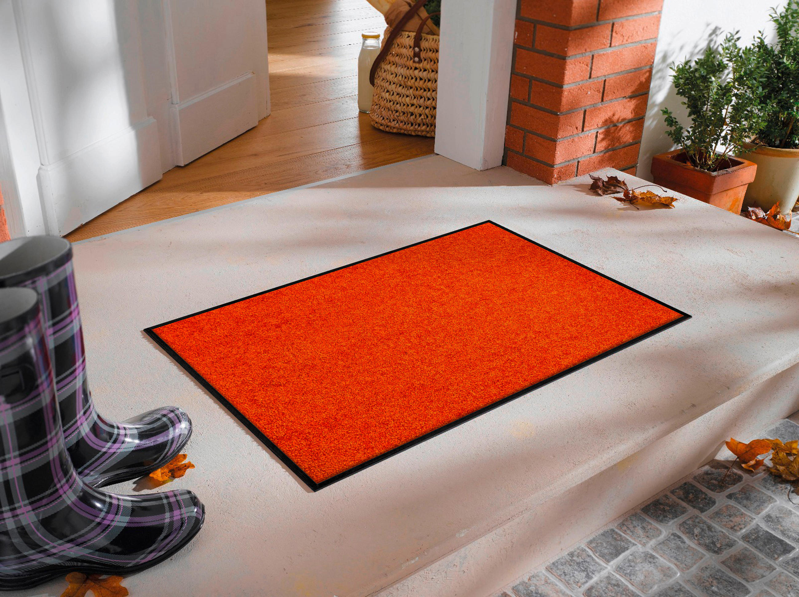 FUßMATTE  60/90 cm  Orange  - Orange, KONVENTIONELL, Kunststoff/Textil (60/90cm) - wash+dry