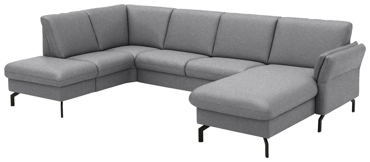 WOHNLANDSCHAFT Flachgewebe Grau  - Schwarz/Grau, Konventionell, Textil/Metall (190/307/170cm) - Beldomo Comfort