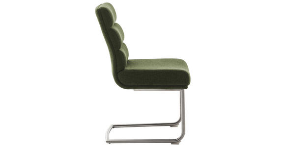 SCHWINGSTUHL in Edelstahl Webstoff - Edelstahlfarben/Olivgrün, Design, Textil/Metall (47/90/64cm) - Dieter Knoll