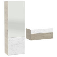 GARDEROBE 2-teilig  in 184/194/42,6 cm  - Eichefarben/Weiß, Natur, Glas/Holz (184/194/42,6cm) - Voglauer