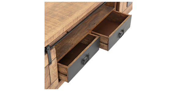 LOWBOARD in 220/50/45 cm - Schwarz/Naturfarben, KONVENTIONELL, Holz/Metall (220/50/45cm) - Landscape