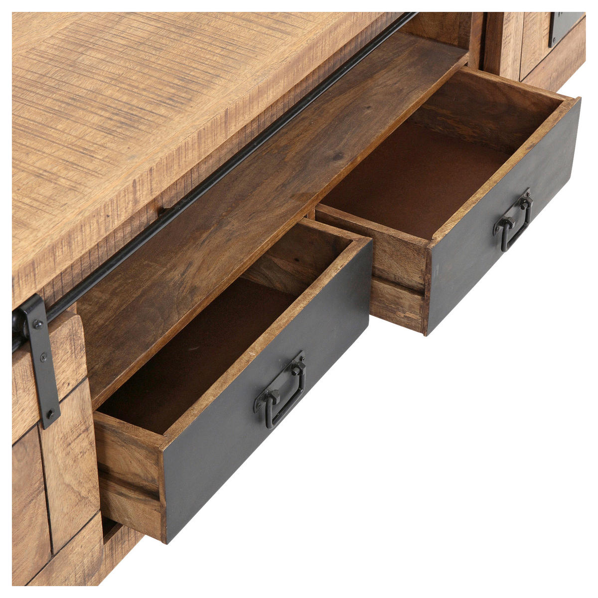LOWBOARD  in 220/50/45 cm  - Schwarz/Naturfarben, KONVENTIONELL, Holz/Metall (220/50/45cm) - Landscape