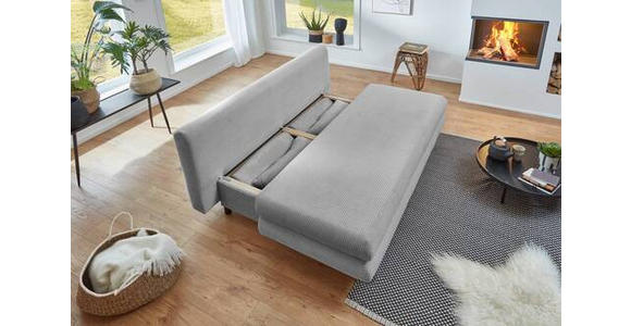 SCHLAFSOFA  mit Cord Hellgrau  - Hellgrau/Schwarz, KONVENTIONELL, Kunststoff/Textil (196/77/92cm) - Carryhome