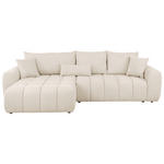 ECKSOFA in Velours Beige  168/298 cm  - Beige/Schwarz, KONVENTIONELL, Kunststoff/Textil (168/298cm) - Carryhome
