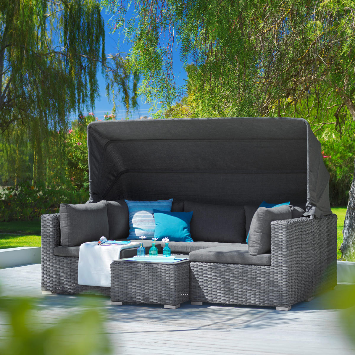 Mobilier Terasă Și Lounge   228/70/84 cm  - gri, Romantik / Landhaus, plastic/metal (228/70/84cm) - Ambia Garden