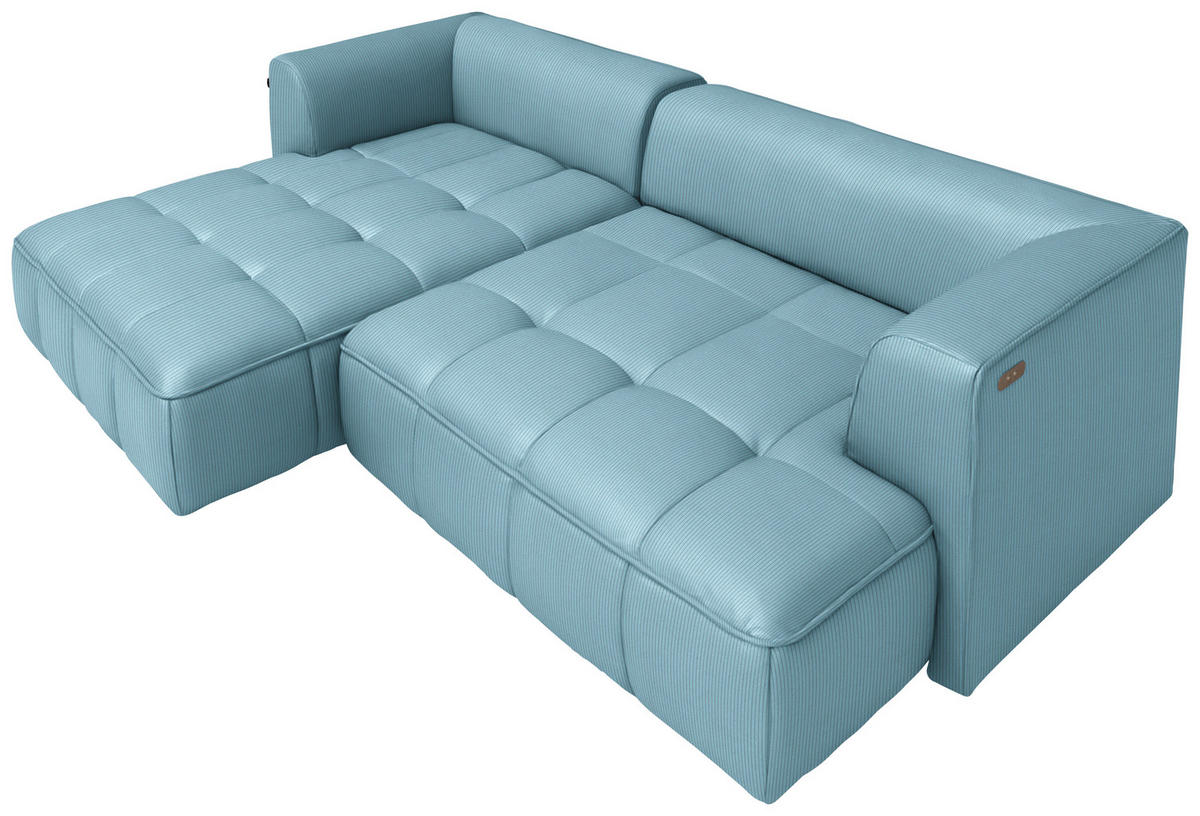 ECKSOFA  in Feincord Hellblau  188/288 cm  - Schwarz/Hellblau, Design, Kunststoff/Textil (188/288cm) - Welnova