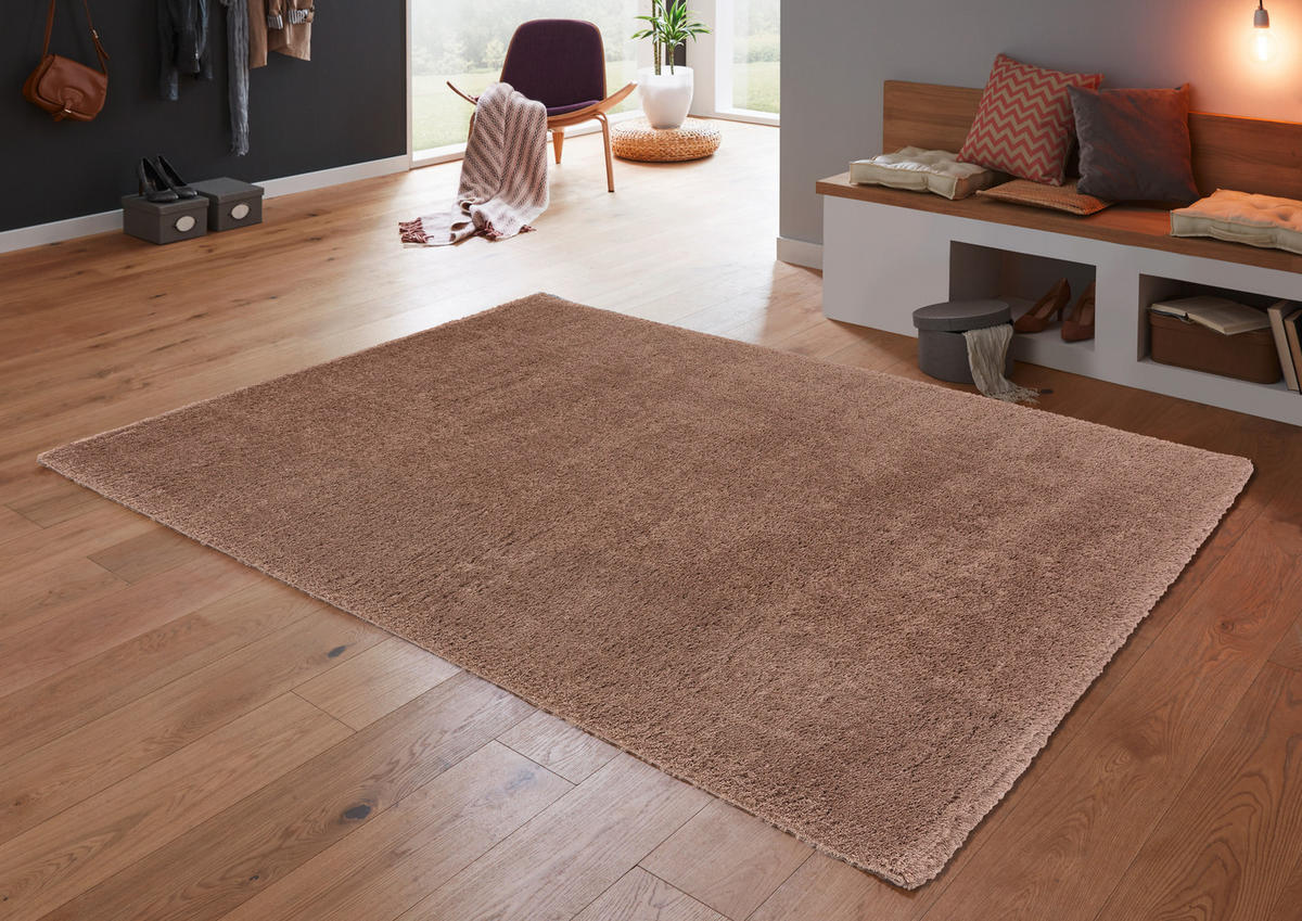 HOCHFLORTEPPICH 67/130 cm Salerno Hellbraun  - Hellbraun, Basics, Textil (67/130cm) - Novel