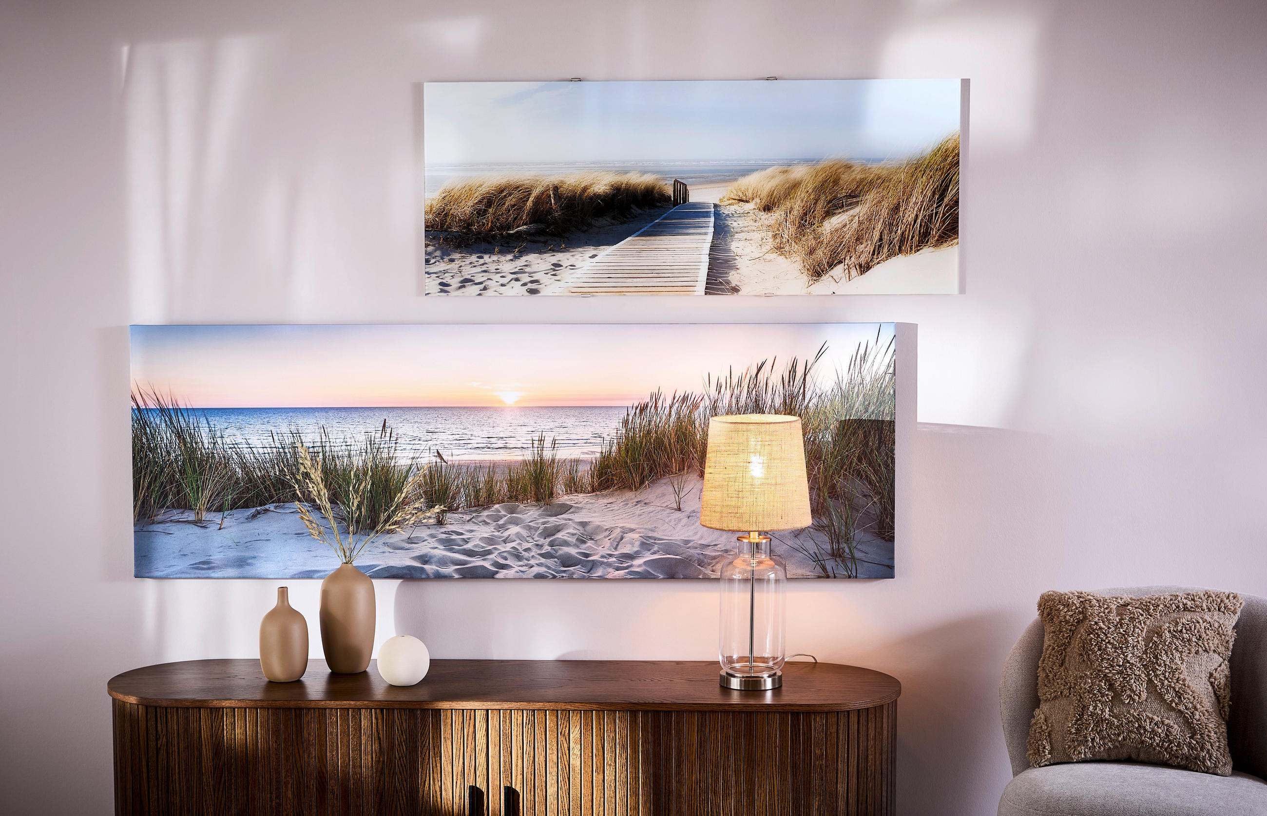 GLASBILD Strand & Meer  - Multicolor, KONVENTIONELL, Glas (50/125/1,40cm) - Euroart