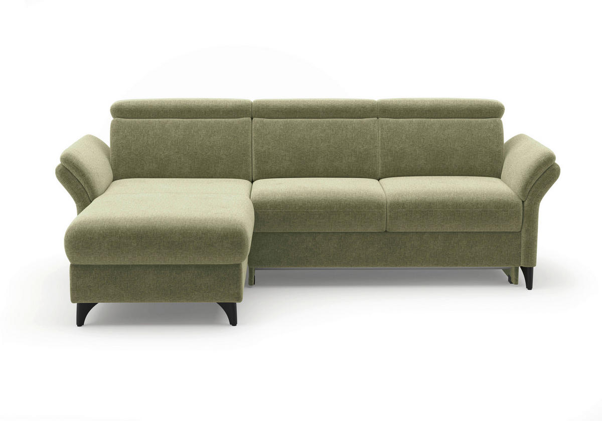 ECKSOFA Flachgewebe Hellgrün  - Schwarz/Hellgrün, Konventionell, Textil/Metall (166/253cm) - Sit & More
