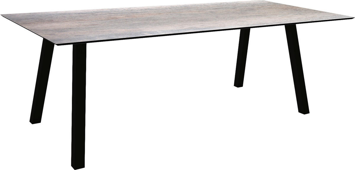 GARTENTISCH Kunststoff Grau rechteckig  - Schwarz/Grau, MODERN, Kunststoff/Metall (220/100/75cm) - Stern