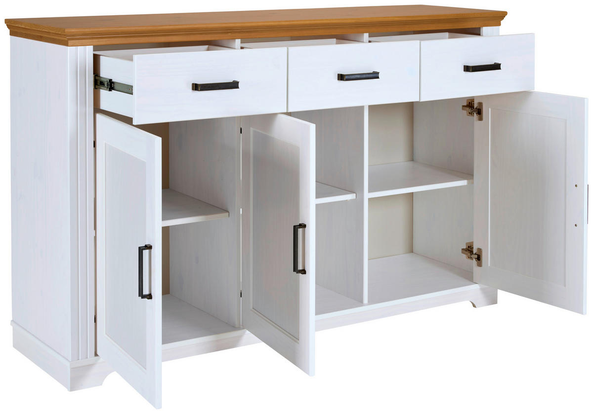 KOMMODE  in 166/104/48 cm  - Eichefarben/Schwarz, Design, Holz/Metall (166/104/48cm) - Livetastic