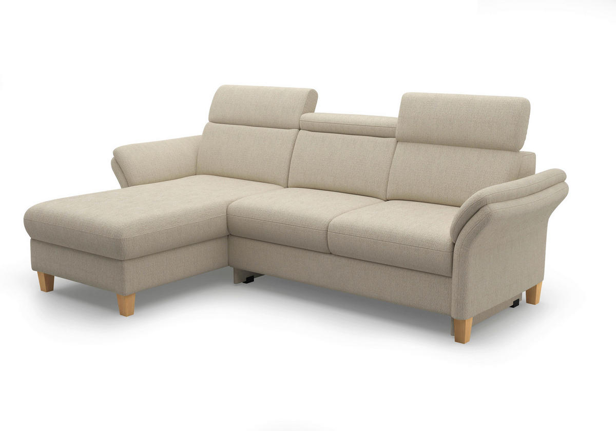 ECKSOFA GLENDALE E Sandfarben Chenille  - Sandfarben/Eichefarben, KONVENTIONELL, Holz/Textil (166/253cm) - Sit & More