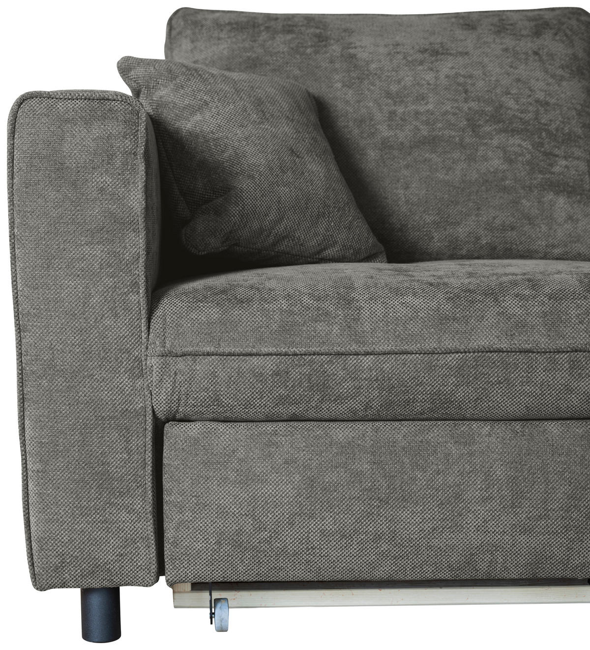ECKSOFA Grau Flachgewebe  - Schwarz/Grau, KONVENTIONELL, Textil/Metall (252/162cm) - Carryhome