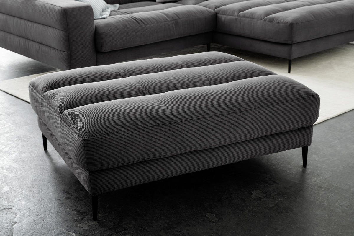 ECKSOFA in Cord Anthrazit  - Anthrazit/Schwarz, Design, Textil/Metall (296/207cm) - Dieter Knoll
