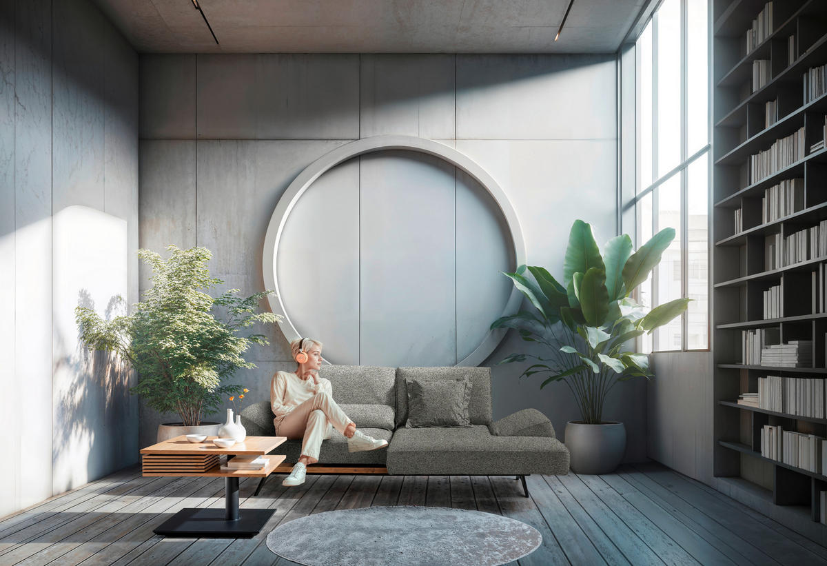 ECKSOFA  in Chenille Graubraun  240/132 cm  - Graubraun/Schwarz, Design, Holz/Textil (240/132cm) - Koinor