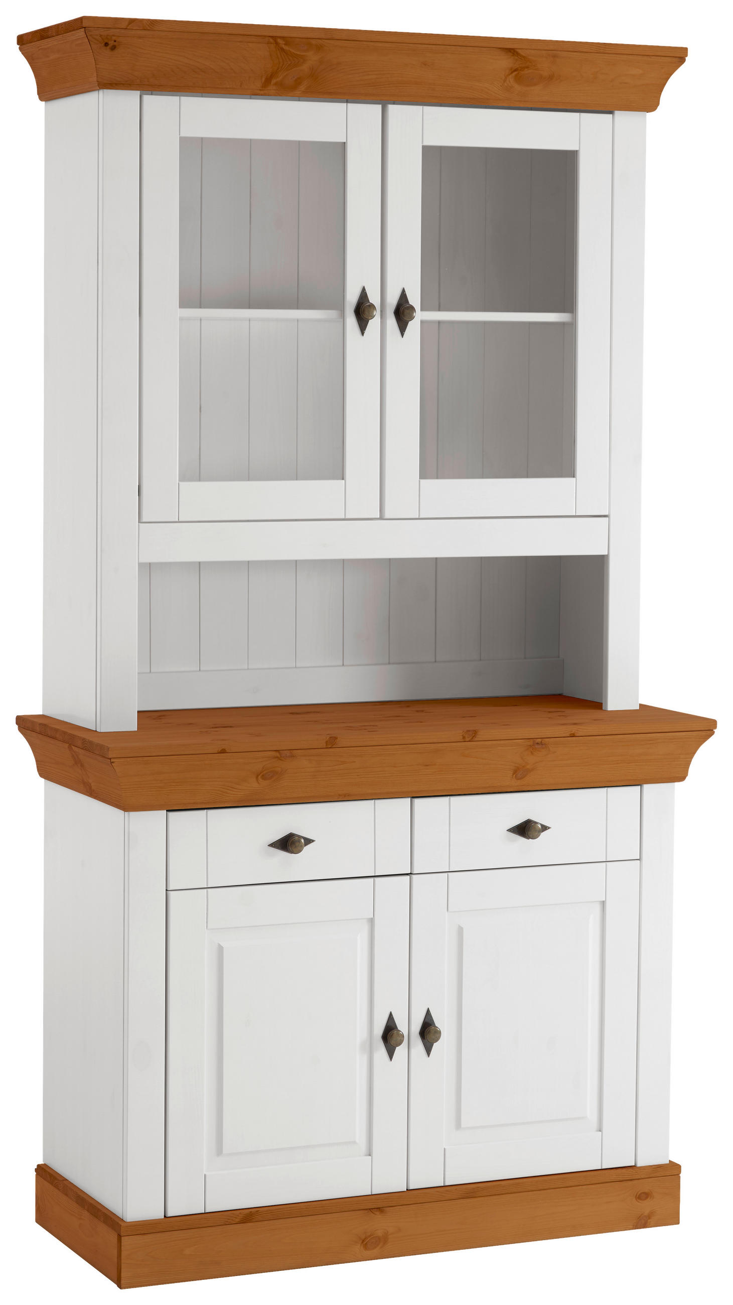 BUFFET 108/197/45 cm  in Weiß, Bernsteinfarben  - Bernsteinfarben/Weiß, ROMANTIK / LANDHAUS, Glas/Holz (108/197/45cm) - Boxxx