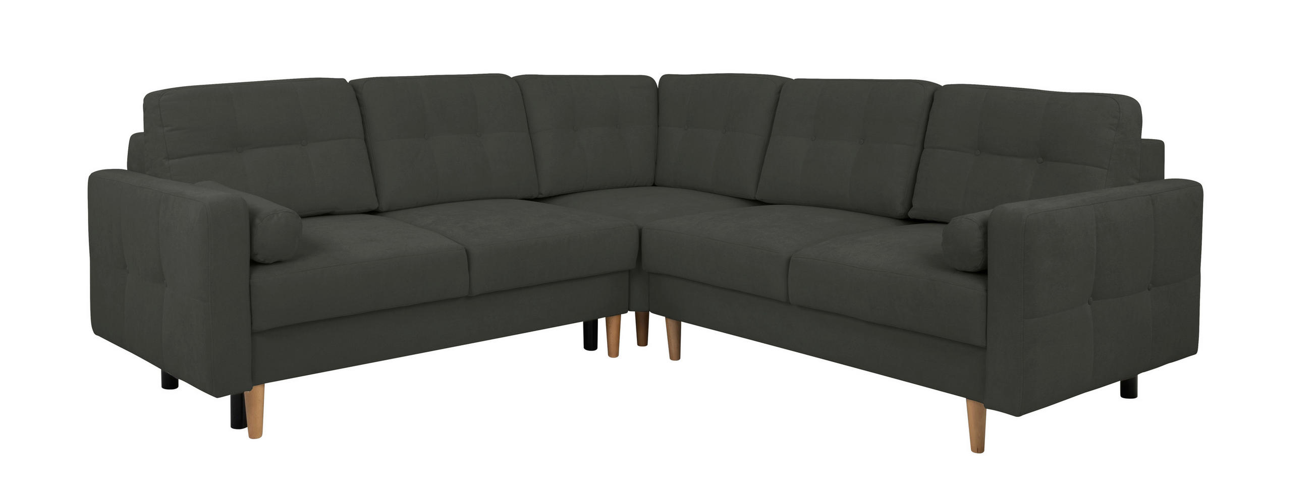 ECKSOFA in Schwarz  - Buchefarben/Schwarz, Design, Holz/Textil (242/242cm) - MID.YOU