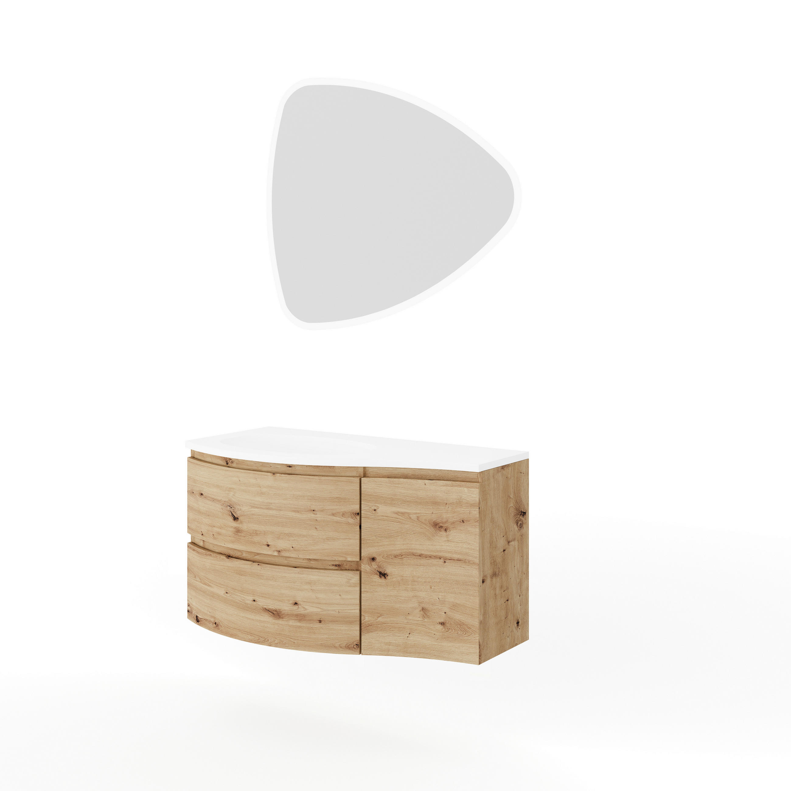 BADEZIMMER 4-teilig  in 105 cm  - Eiche Artisan/Weiß, Natur, Holzwerkstoff/Stein (105cm) - Voleo