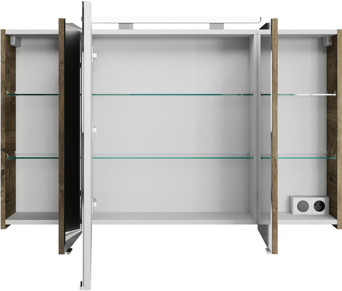 BADEZIMMER 3-teilig  in 120,5 cm  - Eiche dunkel/Chromfarben, MODERN, Glas/Keramik (120,5cm) - Sadena