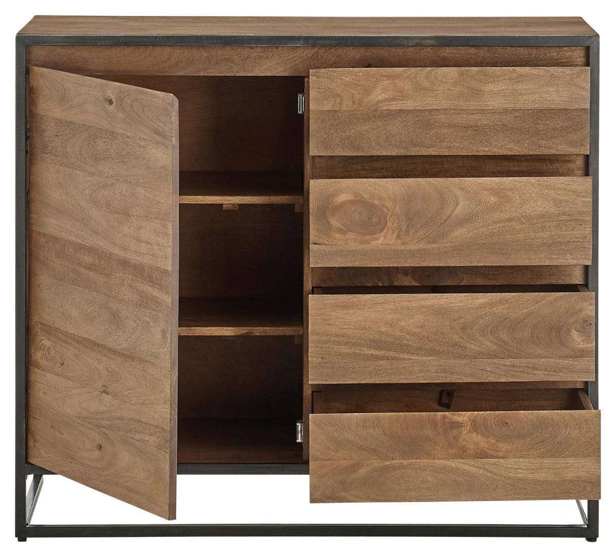 SIDEBOARD  in 108/93/40 cm  - Walnussfarben/Schwarz, LIFESTYLE, Holz/Metall (108/93/40cm) - MID.YOU