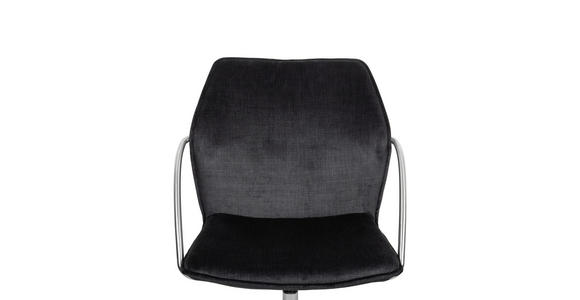 DREHSTUHL  in Samt Schwarz, Edelstahlfarben  - Chromfarben/Edelstahlfarben, Design, Kunststoff/Textil (56,5/82-94/60cm) - Novel