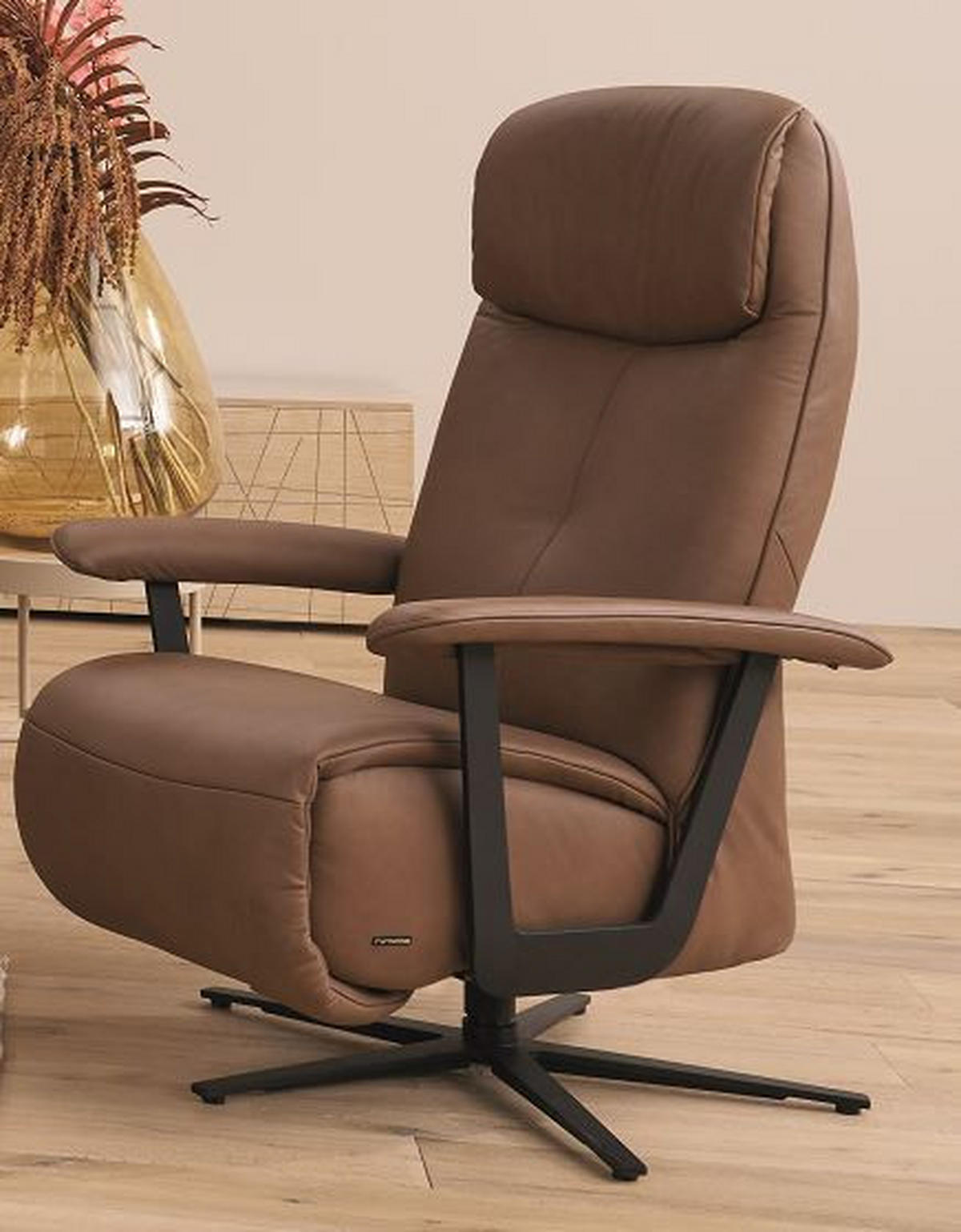 POČIVALNIK,  rjava usnje - rjava/antracit, Moderno, kovina/usnje (75/121/89cm) - Himolla