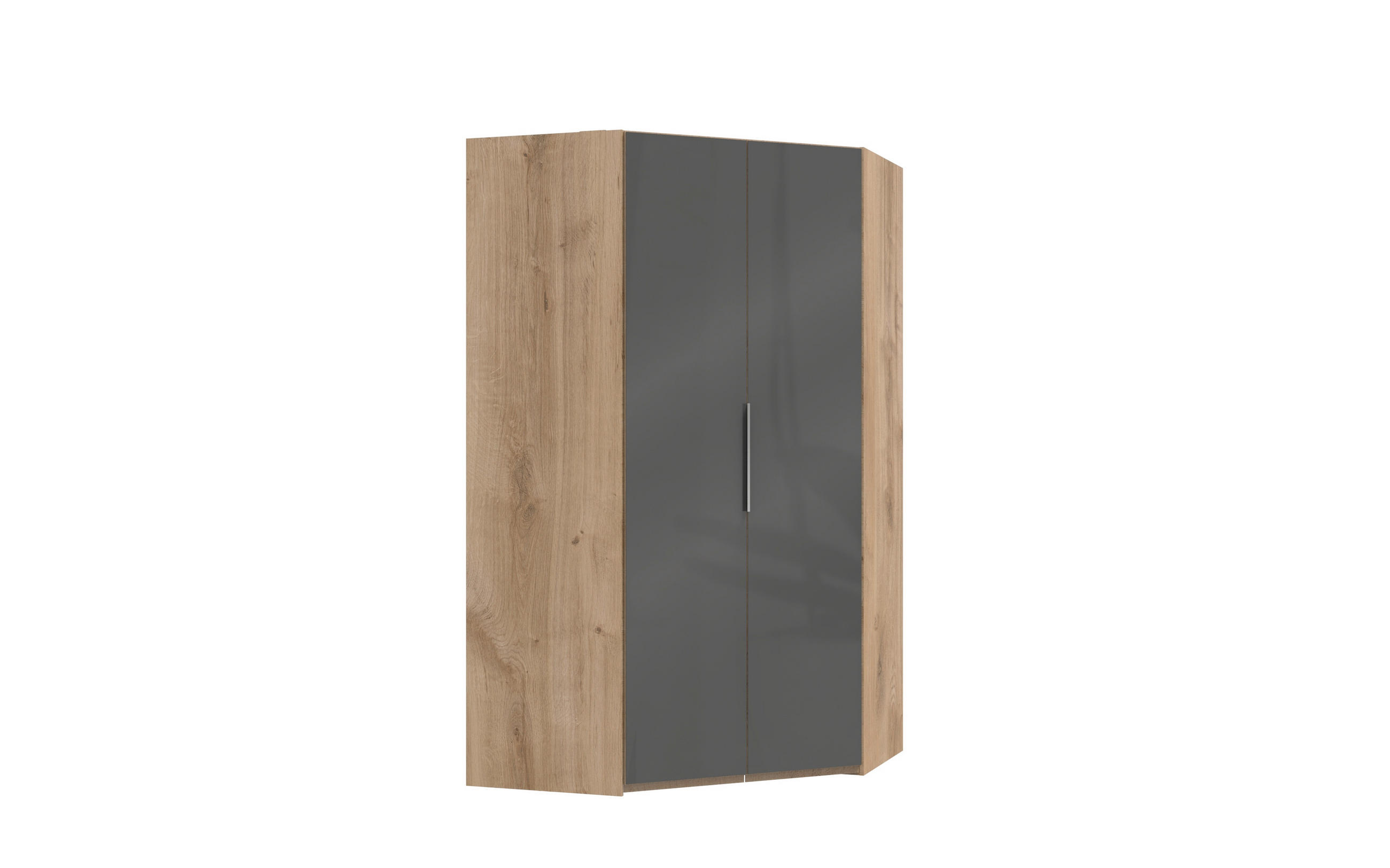 ECKSCHRANK 120/216/120 cm,  in Grau, Eichefarben  - Chromfarben/Eichefarben, MODERN, Glas/Holzwerkstoff (120/216/120cm) - MID.YOU